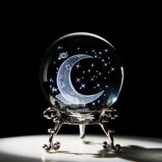 HDCRYSTALGIFTS 3D Laser Engraved Starry Sky Crystal Decorative Ball Figurine 60mm Glass Sphere Paperweight with Stand Home Art Decor Crafts