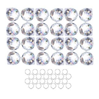 HDCRYSTALGIFTS Crystalsuncatcher 24pcs Clear Crystal Ball Prism Suncatcher Rainbow Pendants Maker, Hanging Crystals Prisms for Windows,20mm