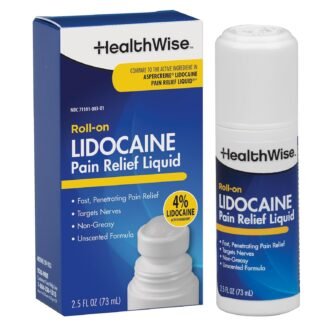 HealthWise 4% Lidocaine Roll-On | OTC Strength | Pain Relief Liquid | 2.5 oz. 73 mL | Non-Greasy, Unscented Formula | Topical Anesthetic