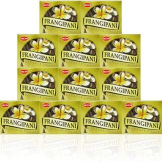 Hem Firangipani Pack of 12 Incense Cones Boxes, 10 Cones Each, Traditionally Handrolled in India, Best Natural Fragrance Perfect for Prayers, Meditation Yoga, Relaxation, Peace...