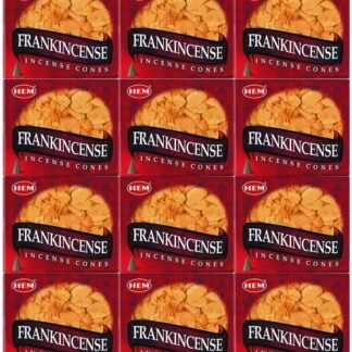 HEM Frankincense Incense Cones (Pack of 12-120 Count) | Long Lasting Aroma | for Positivity, Stress Relief, Air Purifier & Pooja