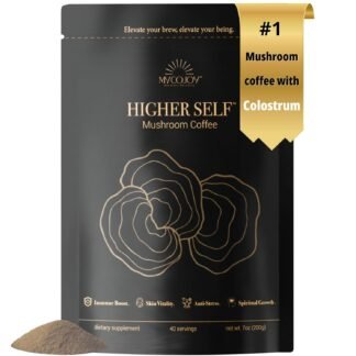 HIGHER SELF™ Mushroom Coffee Ultimate Focus & Immune Support Blend with 40% IgG Colostrum, Organic Arabica, Lion's Mane, Reishi, Chaga, L-Theanine and Frankincense for Immune...