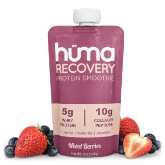 Huma Recovery Protein Smoothie, 6 Pouches – 15g Collagen + Whey Post Workout Recovery Drink – Ready-to-Drink Protein Shake with Real Fruit, Electrolytes, Healthy Fats