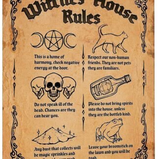 HYBLOM Witch's House Rules Metal Tin Sign - Vintage Wall Art Poster for Kitchen, Bathroom, Door Decor - Gothic Witchy Home & Halloween Decoration - Gift for Witchcraft...