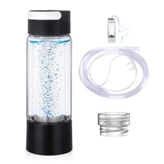 Hydrogen Rich Water Generator Bottle, Glass Cup Body, SPE/PEM Dual Chamber Maker lonizer, H2 Inhalation Device, High Concentration 5000ppb Hydrogen Water Cup
