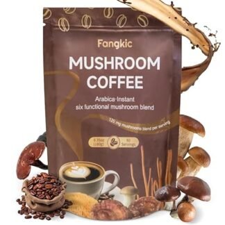 Instant Organic Mushroom Coffee, 6.35oz (60 Servings) 6 in 1 Medium Roast Coffee with Lion's Mane, Reishi, Cordyceps, Shitake, King Trumpet, Grifola Frondosa, 6 Mushroom Extract...