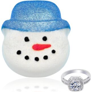 Jackpot Candles Holiday Snowman Bath Bomb with Blue Hat with Size 7 Ring Inside 9 oz Made in USA