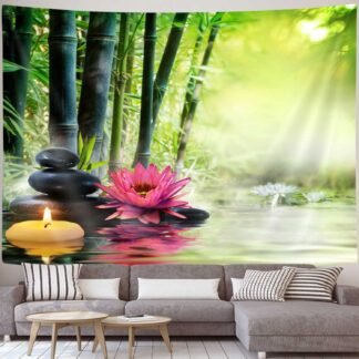 Japanese Garden View Tapestry Wall Hanging Spa Water Lotus Flower Zen Stone Relaxation Bamboos Candles Home Decor Tapestries Wall Blanket For Bedroom Living Room Dorm 71X60 - lunas-mystic-emporium.com Japanese Garden View Tapestry Wall Hanging, Spa Water Lotus Flower Zen Stone Relaxation Bamboos Candles, Home Decor Tapestries Wall Blanket For Bedroom Living Room Dorm 71X60...