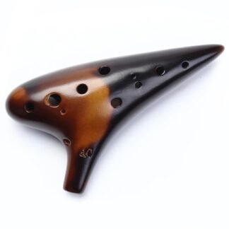 Joy of Wood Thrush 12 Hole Alto C Sweet Potato Ocarina Pottery Ocarina with a Protective Bag and Songbooks (Smoked Amber)