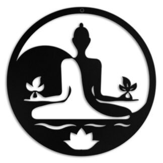 Kas Home Metal Zen Wall Decor Iron Buddha Wall Art Zen Lotus Spiritual Meditation Decor for Living Room Bedroom Yoga Studio Office Wall Décor (Black, 12x12inch)