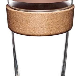 KeepCup Brew Cork - Reusable Coffee Cup Tempered Glass and Natural Cork, L 16oz/454ml - Frappe