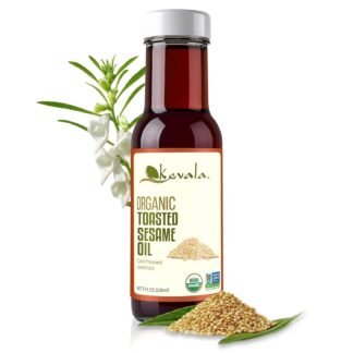 Kevala Organic Toasted Sesame Oil - Cold Pressed and Unrefined Oil for Daily Cooking and Baking, Made with Top Selection Roasted Sesame Seeds, Great for Stir-Fry Vegetables, 8...