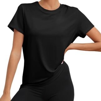 KevaMolly Workout Tops for Women UPF50+ Breathable Loose Fit Yoga T Shirts Short Sleeve Running Gym Athletic Tee Top
