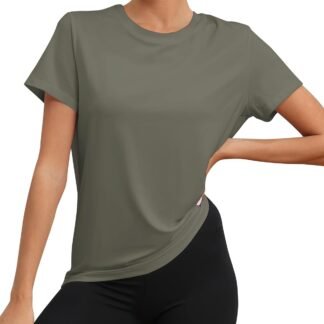 KevaMolly Workout Tops for Women UPF50+ Breathable Loose Fit Yoga T Shirts Short Sleeve Running Gym Athletic Tee Top