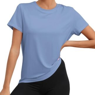 KevaMolly Workout Tops for Women UPF50+ Breathable Loose Fit Yoga T Shirts Short Sleeve Running Gym Athletic Tee Top
