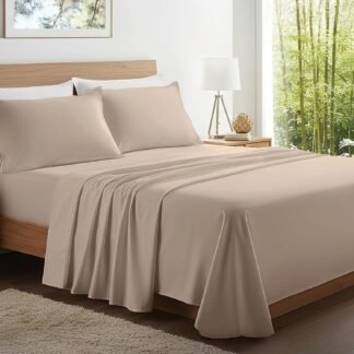 Kickoff Viscose Bamboo Sheets Full Size 4-pc 100% Organic Bamboo Viscose Bed Cooling Sheets Full Size Set Cool Bedding for hot Sleepers Sheet, Flat, Fitted, Pillowcases (Iced...
