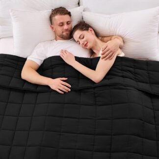 King Size Weighted Blanket for Adults (20 lbs, 80” x 87”, Black) Cooling Heavy Blanket for Sleeping Perfect for 190-210 lbs, Breathable Blanket for Adults & Couple All Season,...