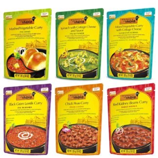 Kitchens of India Ready To Eat Dinner Variety Pack of 6 - 10 Ounces, Authentic Vegetarian Indian Food, Gluten-Free