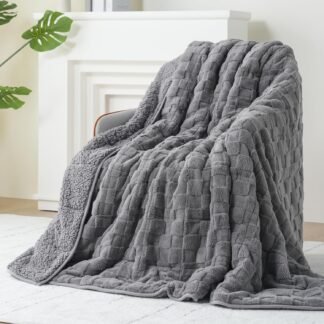 Kivik Dual Sided Weighted Blankets for Adults, Buttery Soft Stylish Checkered Heavy Blankets for Couch Sofa Bed - Ultra-Fluffy Fabric Brings Cloud-Like Comfort (48"x72"，Grey，15...