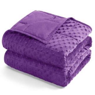 Kivik Minky Dot Weighted Blanket for Adults, 15 lbs Breathable Heavy Throw Blankets, Ultra Soft Cooling Weighted Comforter, Machine Washable, 60"x80" Queen, Purple