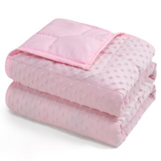 Kivik Weighted Blanket 15 lbs for Adults, Minky Dot Heavy Blankets, Microfiber Reversible Weighted Throw Blankets for All Seasons, Machine Washable, 60"x80" Queen Size, Pink