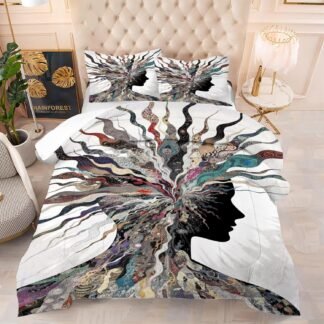 kxry Abstract Art Comforter Sets Queen Size All Season Bed Set Soft Bedding Sets Character Portrait Bedding Quilt for Kids Teen Girls 1 Comforter+ 2 Pillowcases