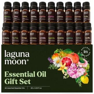 Lagunamoon Essential Oils Set, Top 20 Gift Set Oils for Diffusers, Humidifiers, Aromatherapy, Candle Making Scents, Cars & Home Products, Peppermint, Tea Tree, Lavender,...