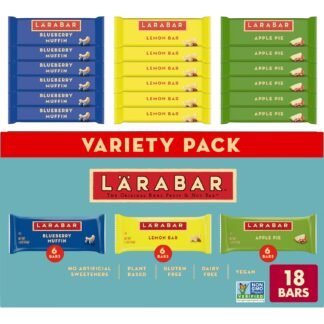 LARABAR Fruit & Nut Bars Variety Pack 18 Count (1.6 oz Each), Blueberry Muffin Lemon Apple Pie, Vegan Gluten Free Dairy Free Plant Based, Granola Snack Bars Breakfast Snacks For...