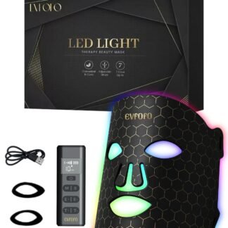 Led Face Mask Light Therapy, Red Light Therapy for Face, 7-1 Colors LED Facial Skin Care Mask, Black