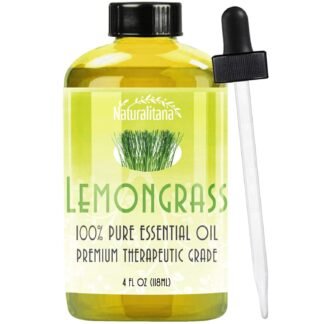 Lemongrass Essential Oil Therapeutic Grade for Aromatherapy, Diffuser, Skin, Hair, Candle, Soap, and Dropper – 4 fl oz