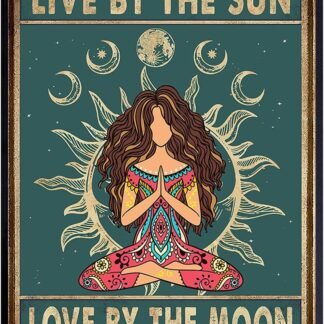Live By The Sun Love By The Moon Sign - Boho Decorations - Trippy Hippie Room Decor - Bohemian Hippy Wall Art - New Age Zen Meditation Positive Quotes Yoga Wall Decor Poster -...
