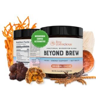 Live Conscious Beyond Brew - Coffee Alternative - Low Caffeine - Mushroom Complex w/Lion’s Mane, Reishi, Cordyceps & Chaga for Sustained Focus, Energy & Immunity - w/Prebiotics...