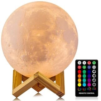 LOGROTATE Moon Lamp, 16 Colors LED Night Light for Kids 3D Printing Moon Light with Stand& Remote/Touch Control & Timing, Moon Light Lamp for Kid Friend Birthday Gifts, Room...