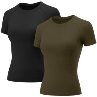 LOMON Womens Workout Tops Short Sleeve Raglan Athletic Shirts Yoga Gym Crewneck Quick Dry Tshirts