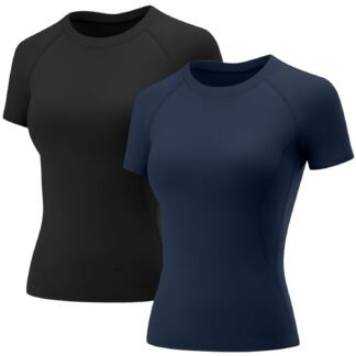 LOMON Womens Workout Tops Short Sleeve Raglan Athletic Shirts Yoga Gym Crewneck Quick Dry Tshirts