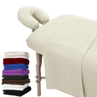 LONDON LINENS Extra Thick 3 Piece Set Massage Table Sheets Set - 100% Natural Cotton Flannel - Includes Massage Table Cover, Massage Fitted Sheet, and Massage Face Rest Cover...