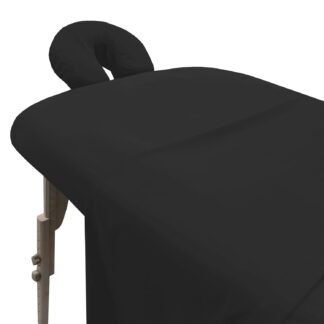 LONDON LINENS Pack of 2 Soft Microfiber Massage Table Sheets 3 Piece Set - Includes Massage Table Cover, Massage Fitted Sheet, and Massage Face Rest Cover (Black)