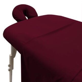 LONDON LINENS Soft Microfiber 3-Piece Massage Table Sheets - Super Lightweight, Stain and Wrinkle Resistant - Includes Table Cover, Fitted Sheet, and Face Rest Cover (Burgundy)