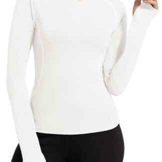 Loovoo Workout Tops for Women 1/2 Pack Long Sleeve Athletic Shirts with Thumb Holes Breathable Quick Dry Yoga T-Shirts