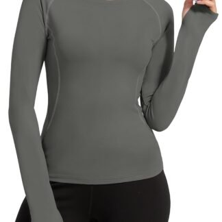 Loovoo Workout Tops for Women 1/2 Pack Long Sleeve Athletic Shirts with Thumb Holes Breathable Quick Dry Yoga T-Shirts