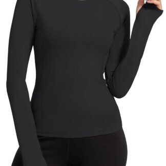 Loovoo Workout Tops for Women 1/2 Pack Long Sleeve Athletic Shirts with Thumb Holes Breathable Quick Dry Yoga T-Shirts