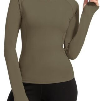 Loovoo Workout Tops for Women 1/2 Pack Long Sleeve Athletic Shirts with Thumb Holes Breathable Quick Dry Yoga T-Shirts