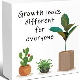LVQHI Inspirational Wood Block Sign,Growth Looks Different for Everyone Plant Motivational Wooden Block Sign for Home Bedroom Office Desk Table Decor,Inspirational Cheer Up Gift...