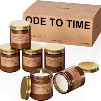 M&SENSE 6 Pack Candles Gift for Home Scented Aromatherapy Candle Set for Women Soy Wax Long Lasting Amber Jar Candles Gift for Birthday Housewarming Mother's Valentine Day
