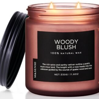 M&SENSE Rose Oudwood Scented Candle, 11.6oz 70 Hours Natural Soy Wax Long Lasting Slow Burning Candles, 2 Wick Relaxing Aromatherapy Gifts for Home Decor