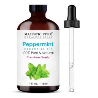Majestic Pure Peppermint Essential Oil with Glass Dropper - Huge 4 Fl Oz - 100% Pure and Natural Peppermint Oil - Premium Grade Essential Oils for Diffuser, Aromatherapy, Soap...