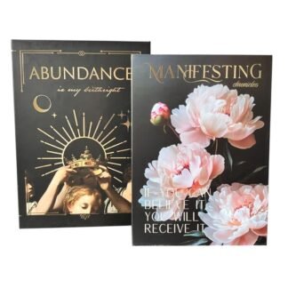 Manifestation Faux Book Decorative Storage Boxes – Set of 2 Nesting Magnetic Boxes for Coffee Table Decor, Home Organization, and New Age Abundance Aesthetic with Foil Details...