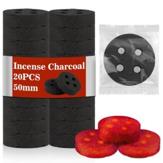 MAQIHAN 50MM Incense Charcoal Briquettes - 20PCS Charcoal Tablets Incense Burner Charcoal Burning Discs Resin Burner Grilling Quick Light Natural Charcoal Instant Fire Coals...