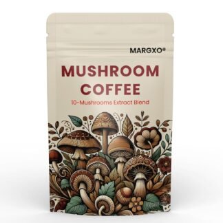 Margxo Mushroom Coffee, 10-Mushrooms Extract Blend, 6.35 oz, 30 Servings，Contains coconut milk