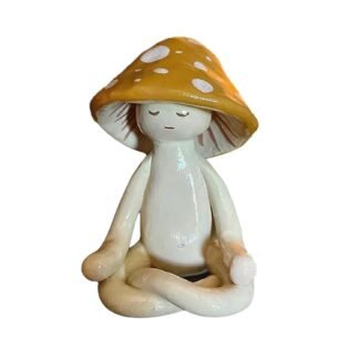 Meditation Mushroom Resin Statue - Cute Meditation Mushroom Statue for Desk Living Room Resin Figurine for Home Patio Office Decoration Cute Plant Statues for Tabletop Garden...